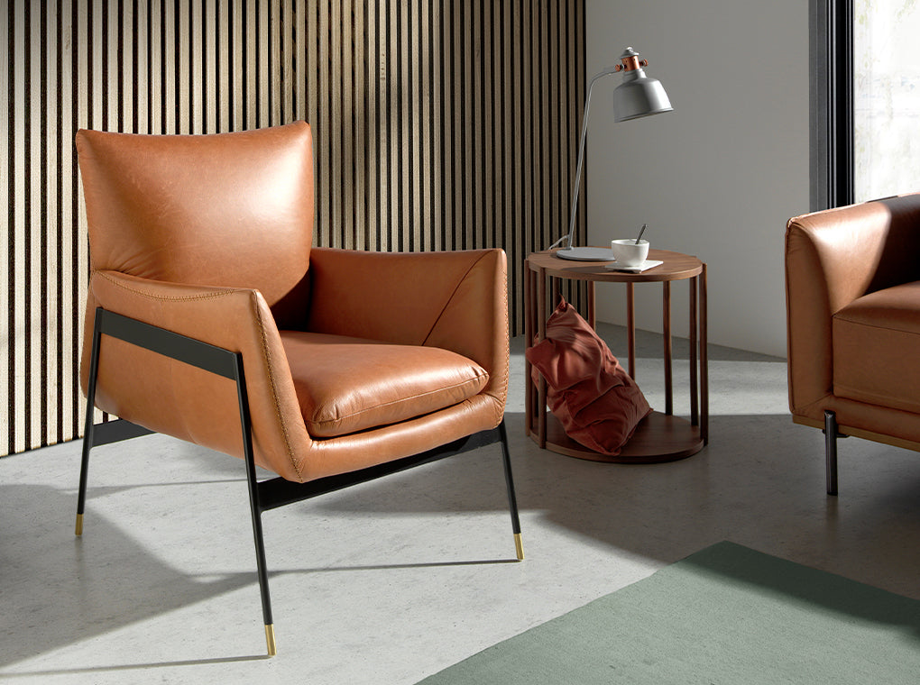 Japandi Fauteuil Kohoku ™ ~ Bruin runderleer