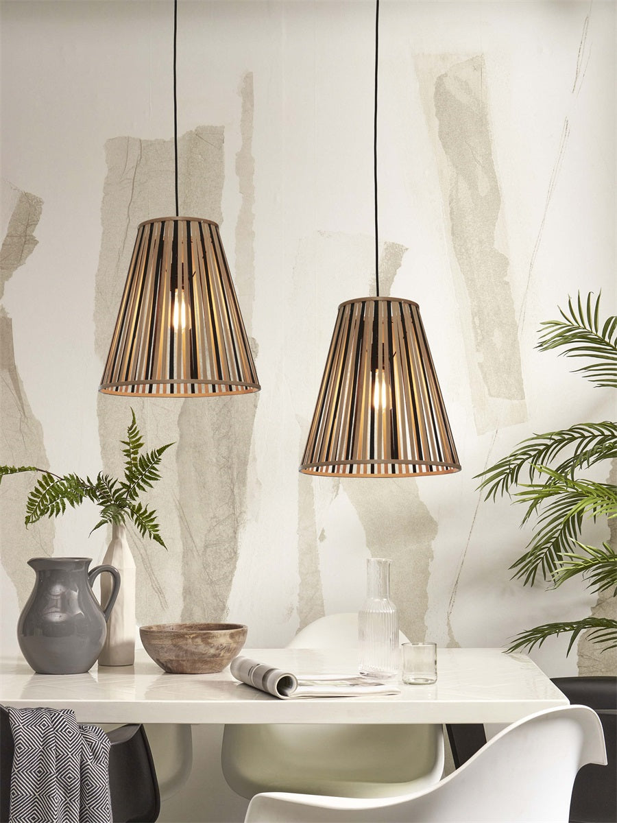 Hanglamp Merapi L Zwart/Naturel