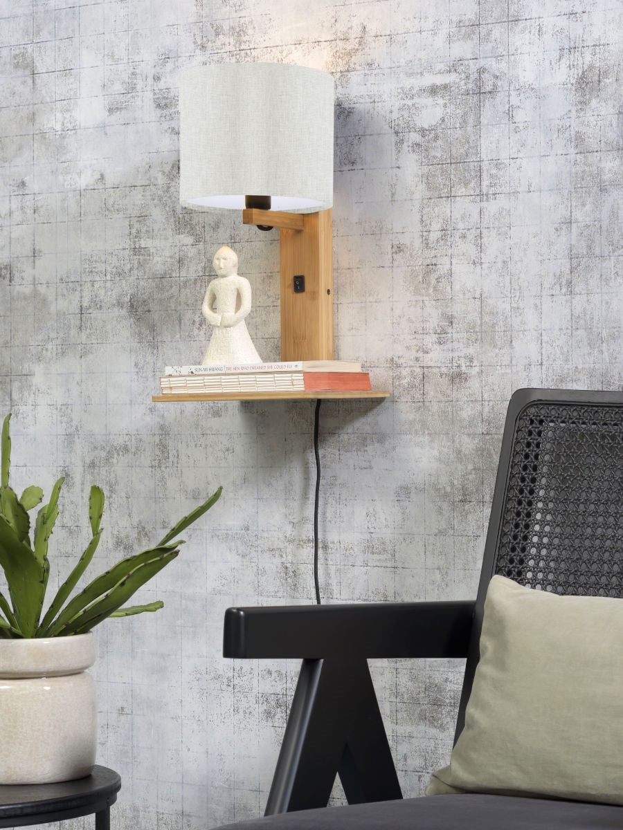 Wandlamp Andes Naturel/Licht Linnen met plank