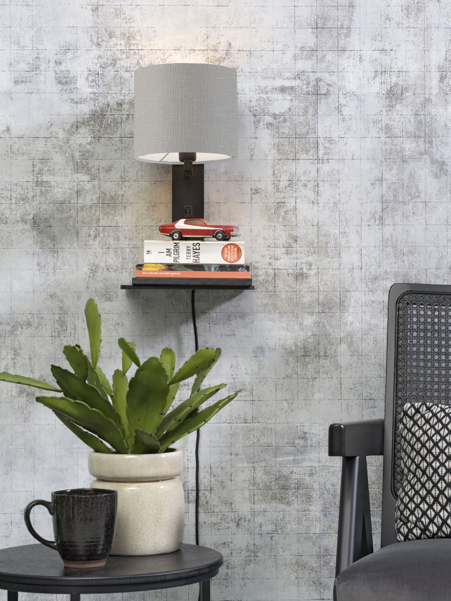 Wandlamp Andes Zwart/Lichtgrijs met plank
