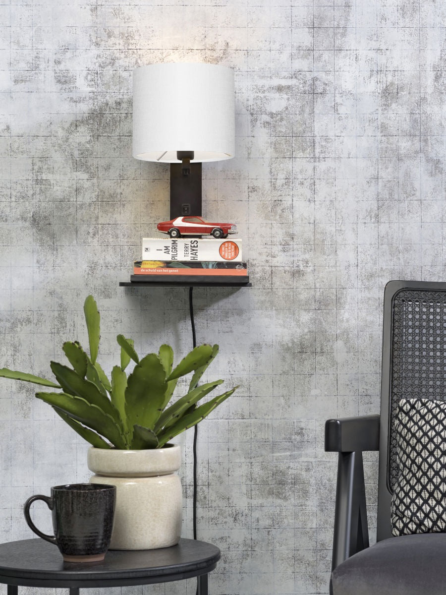 Wandlamp Andes Zwart/Wit met plank