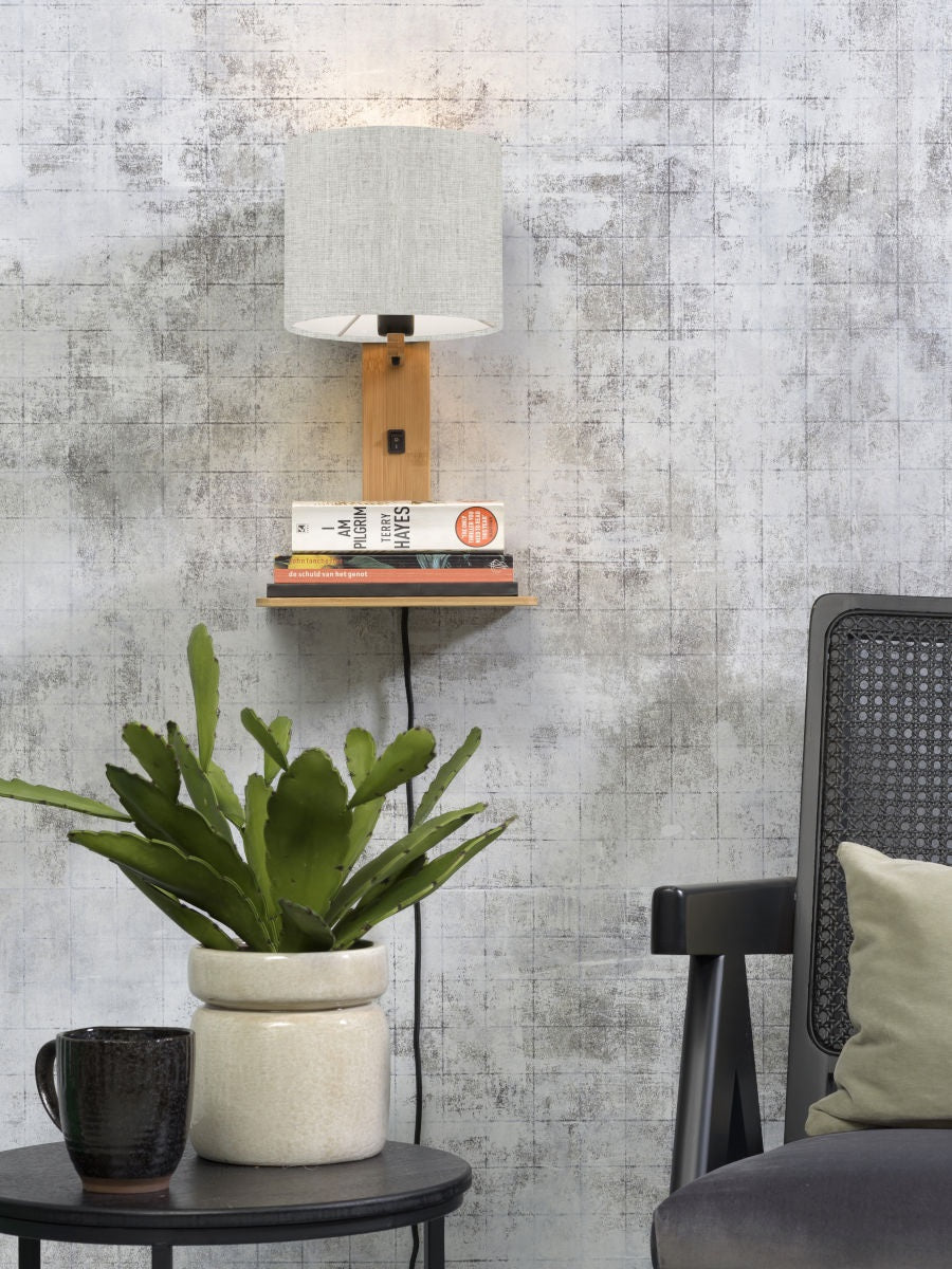 Wandlamp Andes Naturel/Licht Linnen met plank