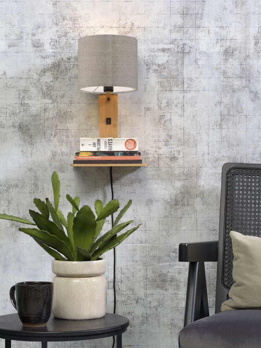 Wandlamp Andes Naturel/Donker Linnen met plank