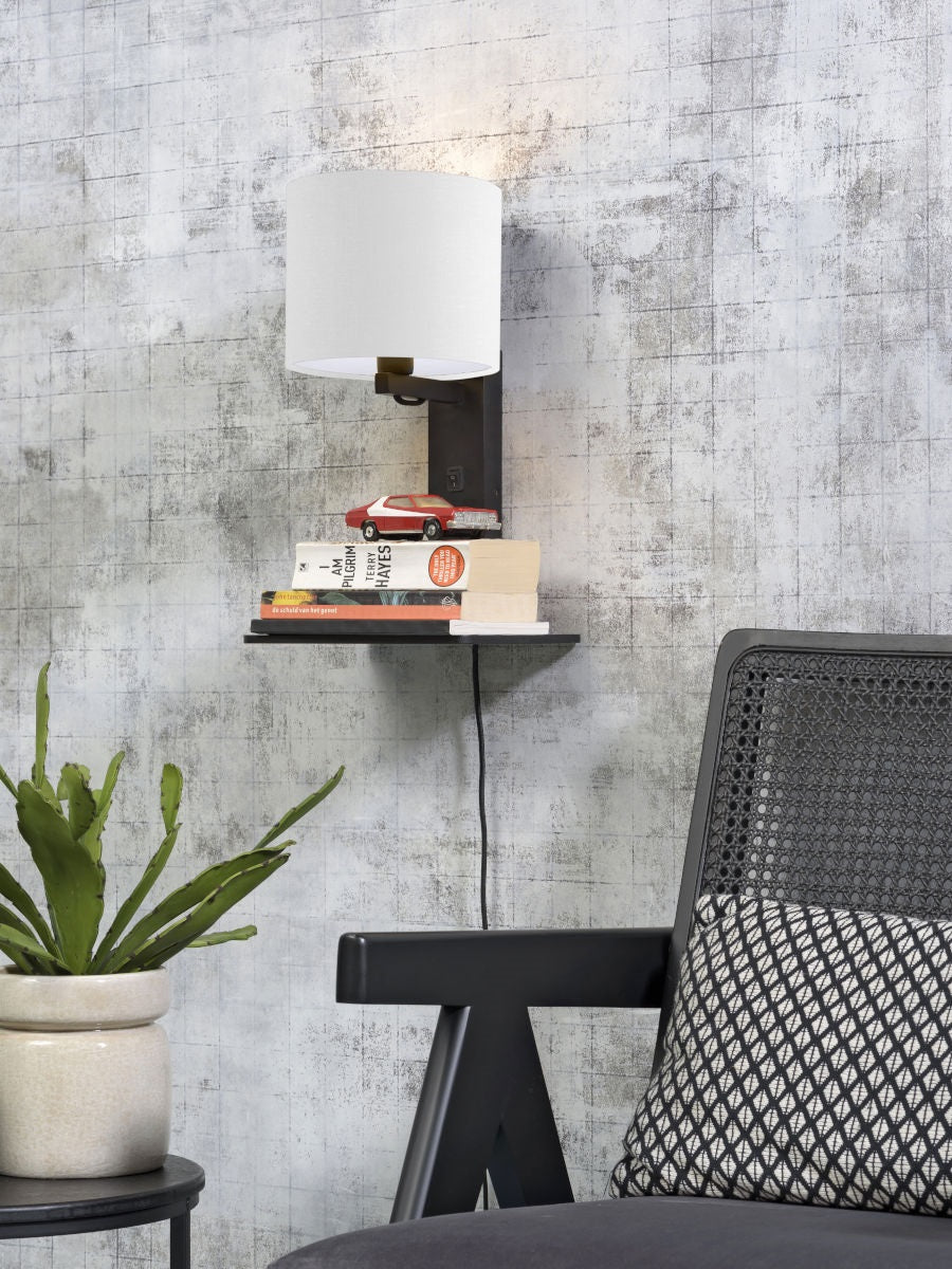 Wandlamp Andes Zwart/Wit met plank