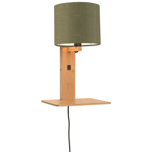 Wandlamp Andes Naturel/Groen met plank
