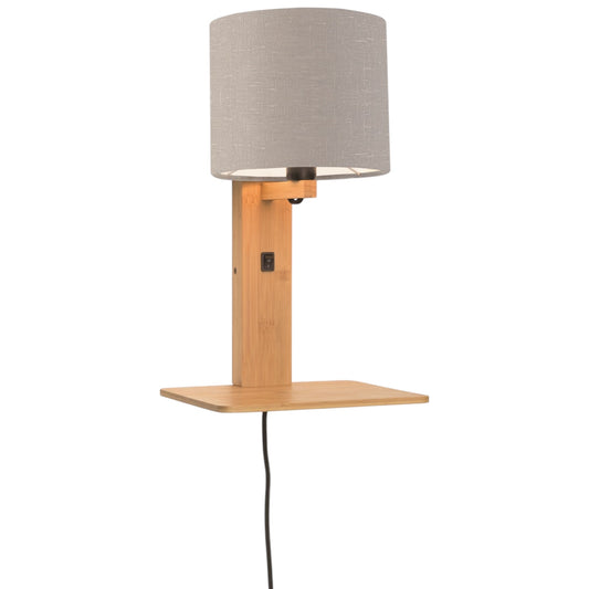 Wandlamp Andes Naturel/Lichtgrijs met plank