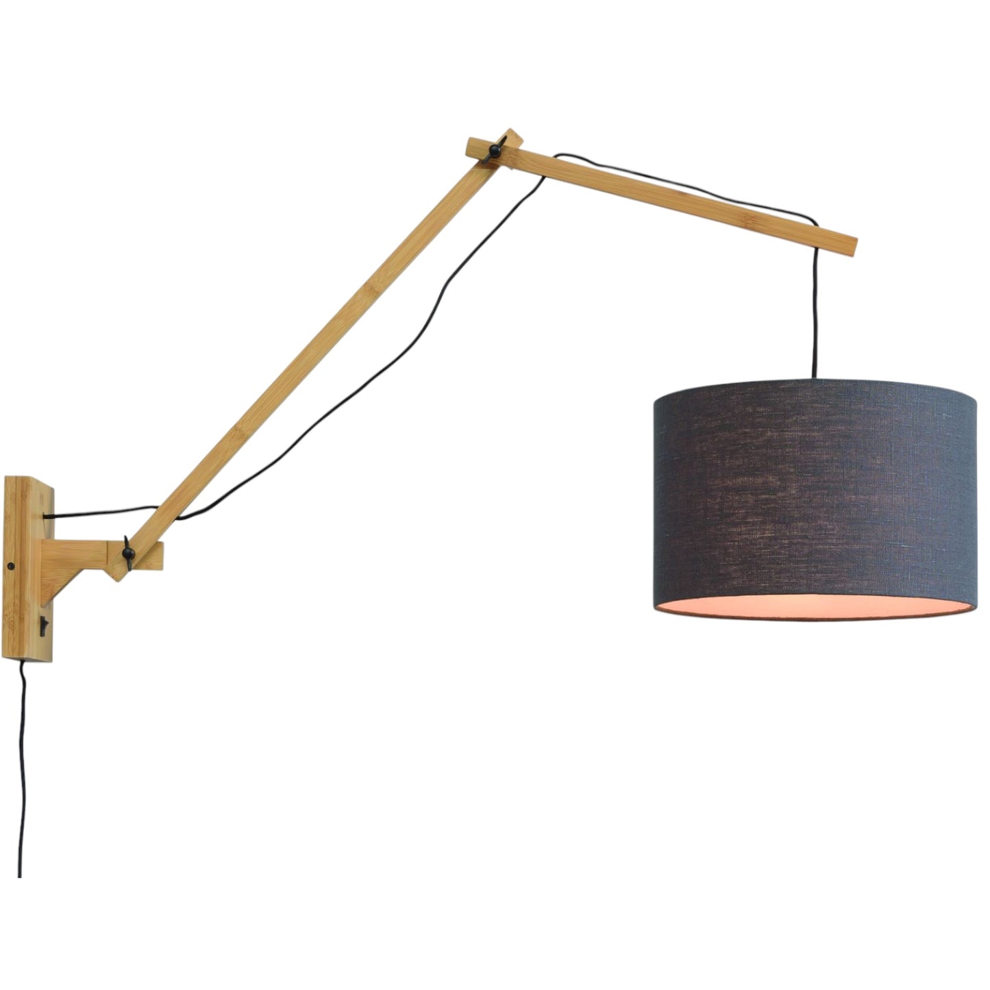 Wandlamp Andes L Naturel/Donkergrijs
