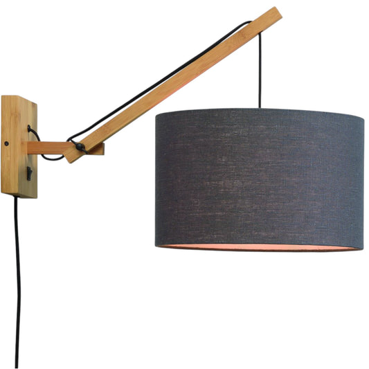 Wandlamp Andes S Naturel/Donkergrijs
