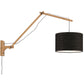 Wandlamp Andes L Naturel/Zwart