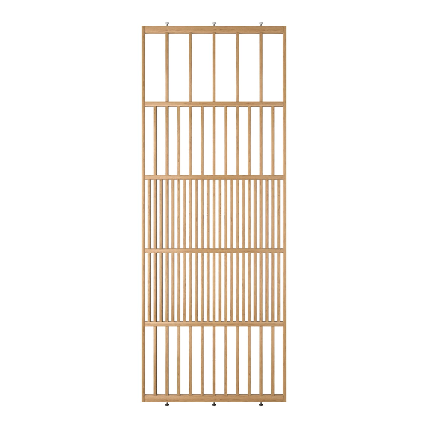 Houten roomdivider van gelakt massief eiken, ontworpen voor een strakke, hotel chique uitstraling. Een elegante toevoeging aan elk interieur