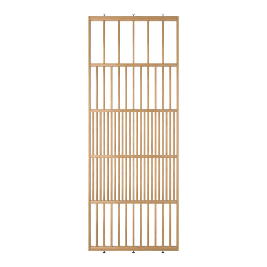 Houten roomdivider van gelakt massief eiken, ontworpen voor een strakke, hotel chique uitstraling. Een elegante toevoeging aan elk interieur