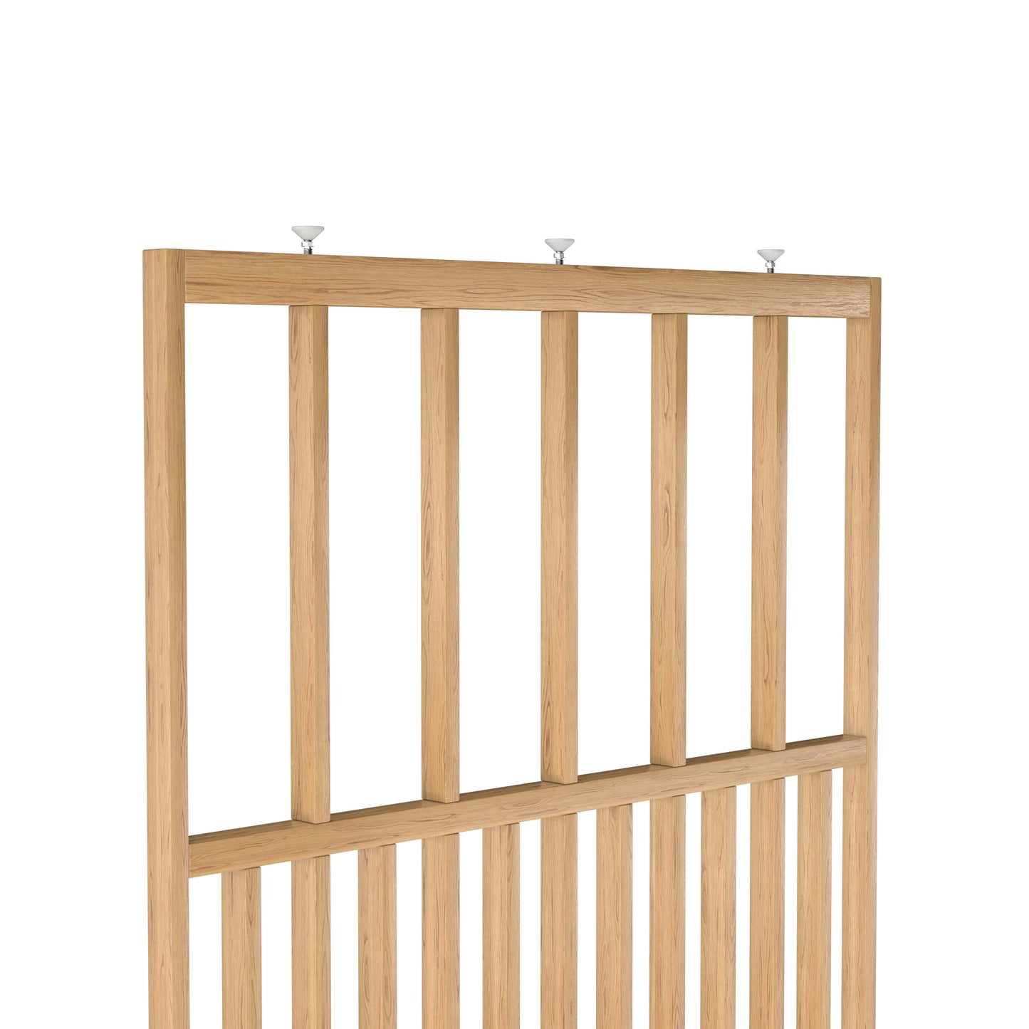 Houten roomdivider van gelakt massief eiken, ontworpen voor een strakke, hotel chique uitstraling. Een elegante toevoeging aan elk interieur