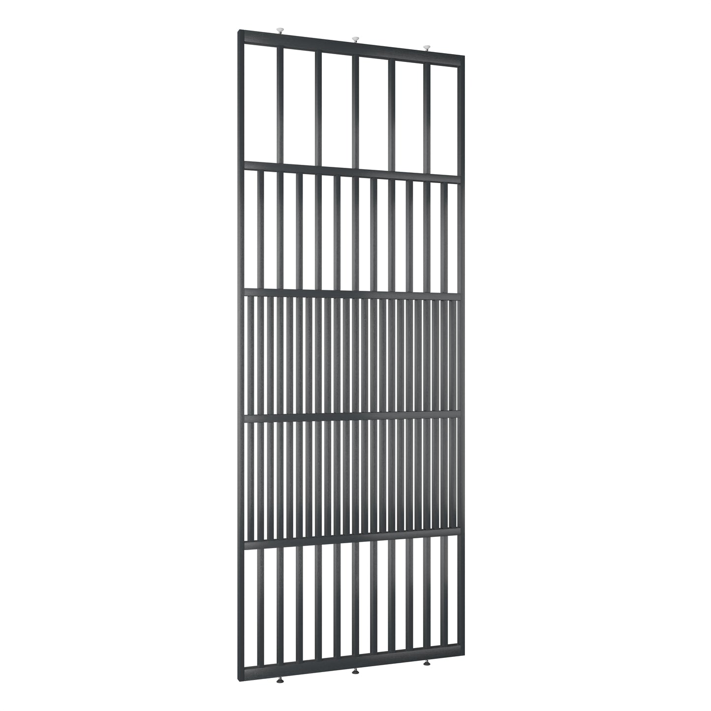 Houten roomdivider van RAL7021 massief eiken, ontworpen voor een strakke, hotel chique uitstraling. Een elegante toevoeging aan elk interieur.