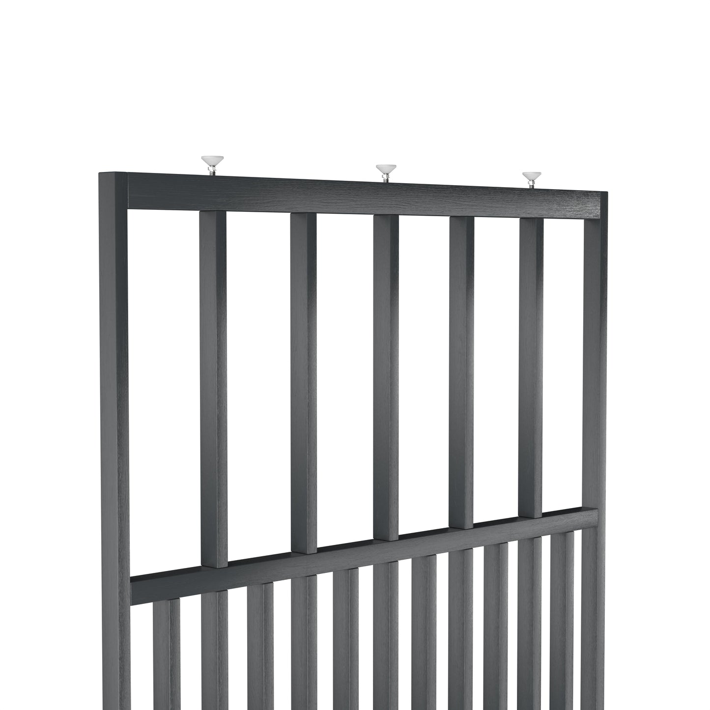 Houten roomdivider van RAL7021 massief eiken, ontworpen voor een strakke, hotel chique uitstraling. Een elegante toevoeging aan elk interieur.