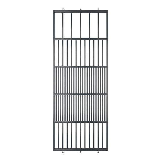 Houten roomdivider van RAL7021 massief eiken, ontworpen voor een strakke, hotel chique uitstraling. Een elegante toevoeging aan elk interieur.