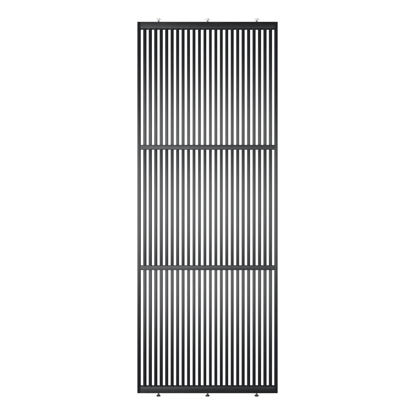 Houten roomdivider in RAL9005 massief eiken, ontworpen voor een strakke, hotel chique uitstraling. Een elegante toevoeging aan elk interieur