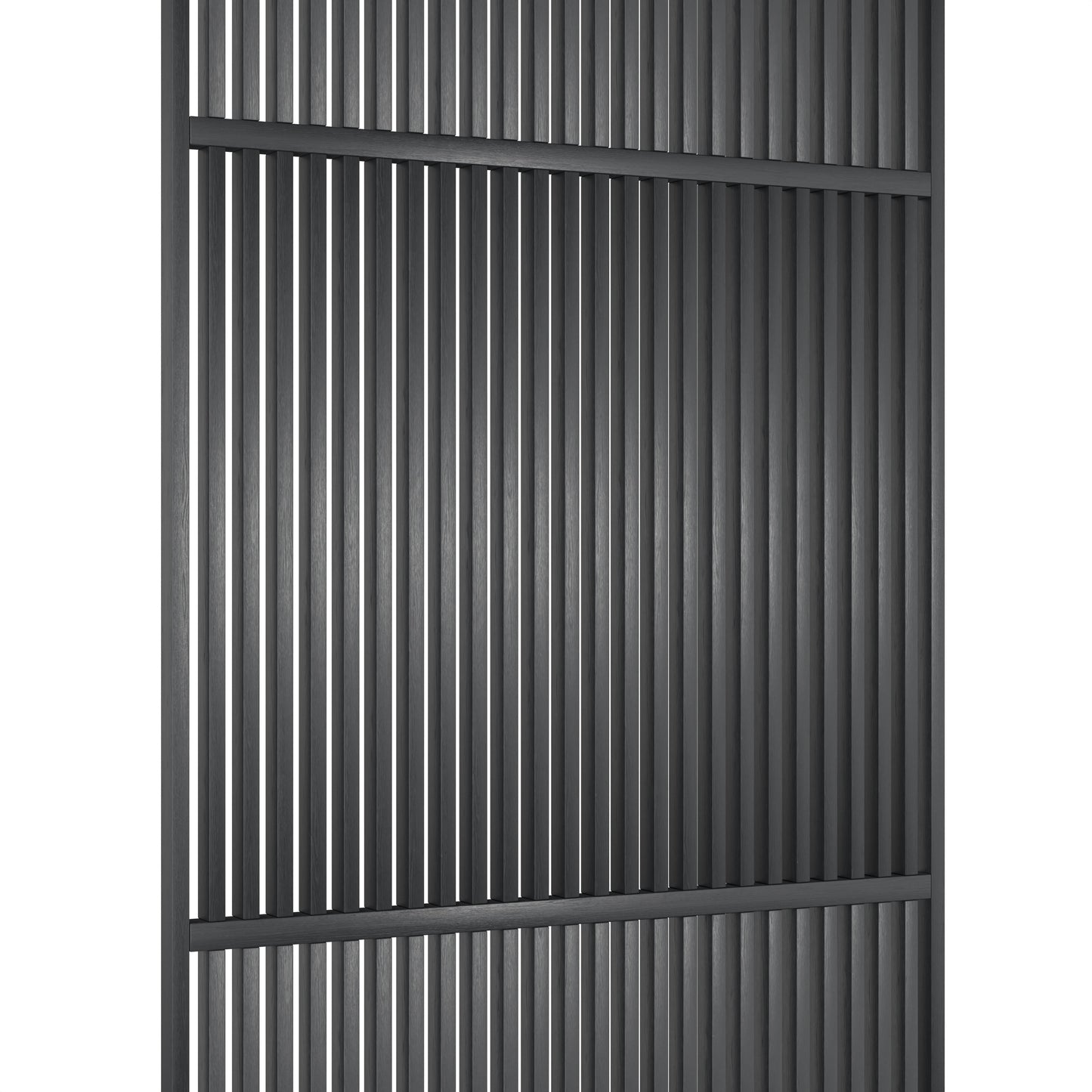 Houten roomdivider in RAL9005 massief eiken, ontworpen voor een strakke, hotel chique uitstraling. Een elegante toevoeging aan elk interieur