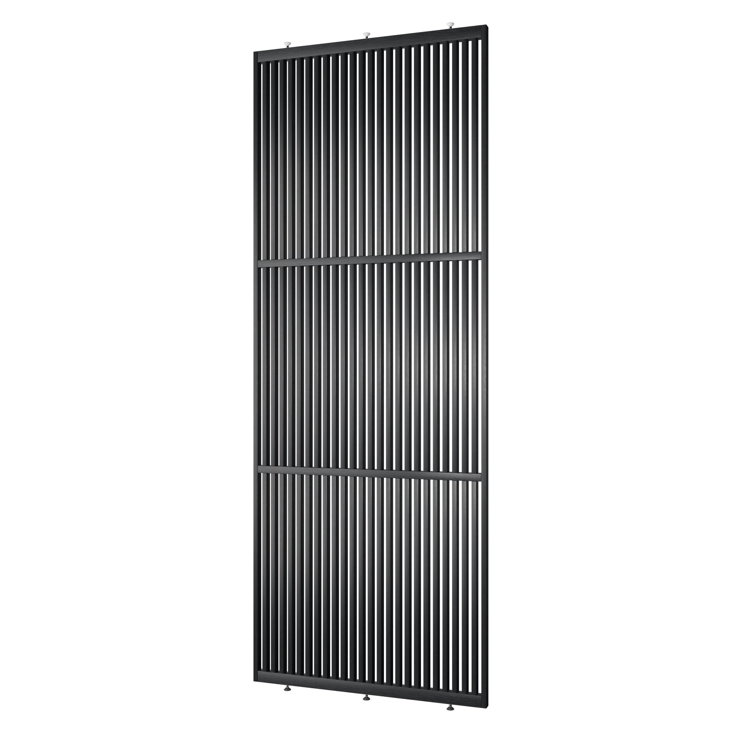 Houten roomdivider in RAL9005 massief eiken, ontworpen voor een strakke, hotel chique uitstraling. Een elegante toevoeging aan elk interieur