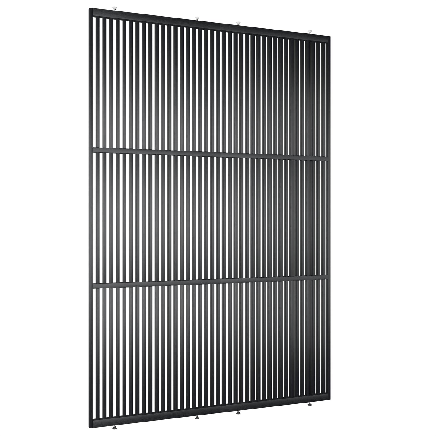 Houten roomdivider met twee gekoppelde delen in XL, van RAL9005 gelakt massief eiken voor een strakke, natuurlijke uitstraling