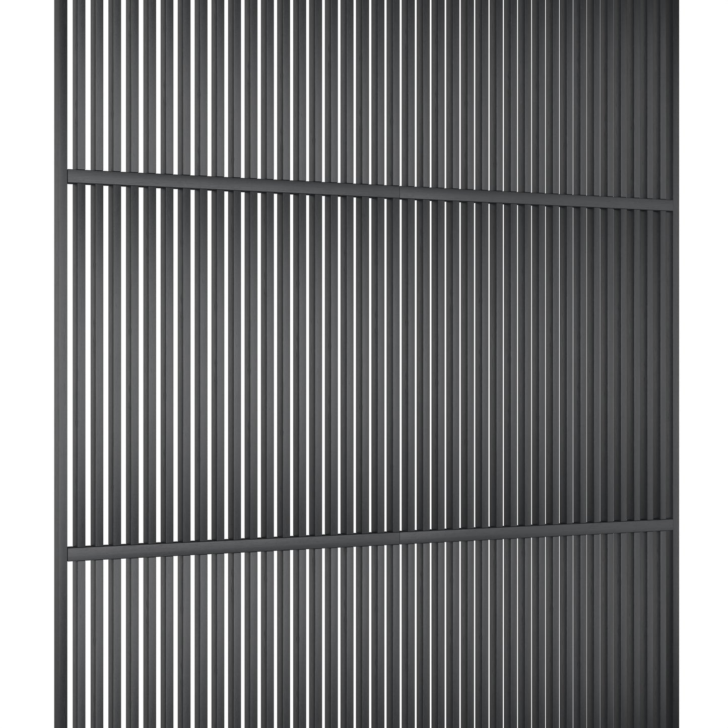 Houten roomdivider met twee gekoppelde delen in XL, in RAL7021 gelakt massief eiken voor een strakke, natuurlijke uitstraling.