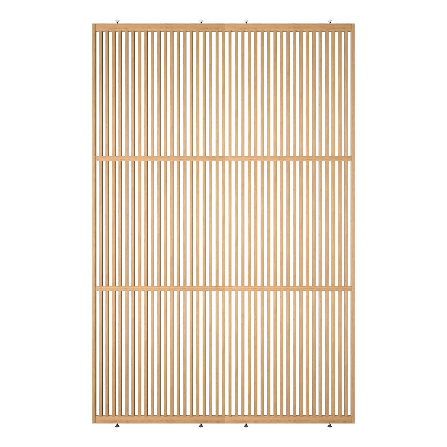 Houten roomdivider met twee gekoppelde delen in XL-formaat, van blank gelakt massief eiken voor een strakke, natuurlijke uitstraling
