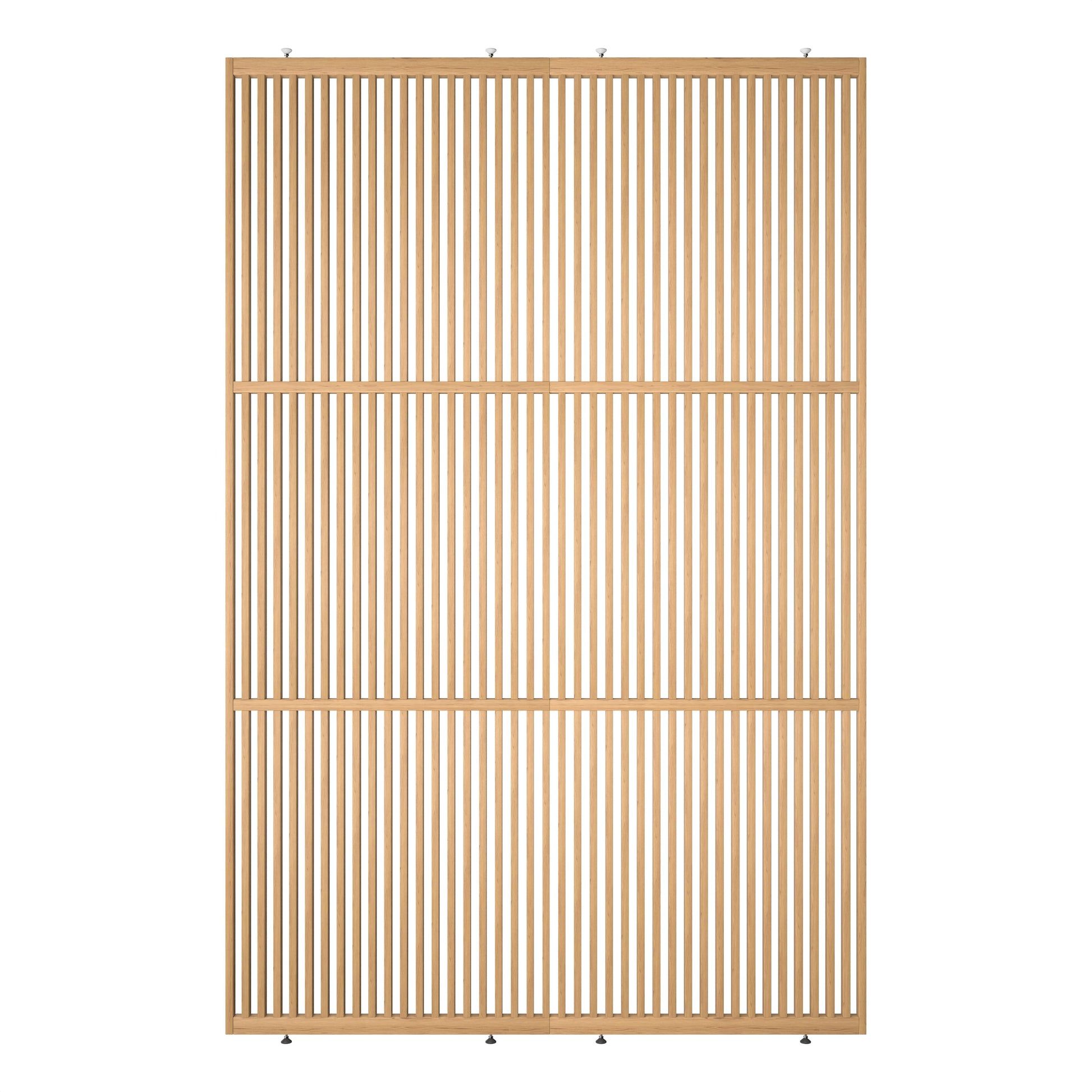 Houten roomdivider met twee gekoppelde delen in XL-formaat, van blank gelakt massief eiken voor een strakke, natuurlijke uitstraling