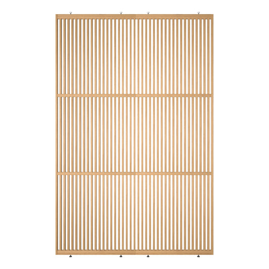Houten roomdivider met twee gekoppelde delen in XL-formaat, van blank gelakt massief eiken voor een strakke, natuurlijke uitstraling