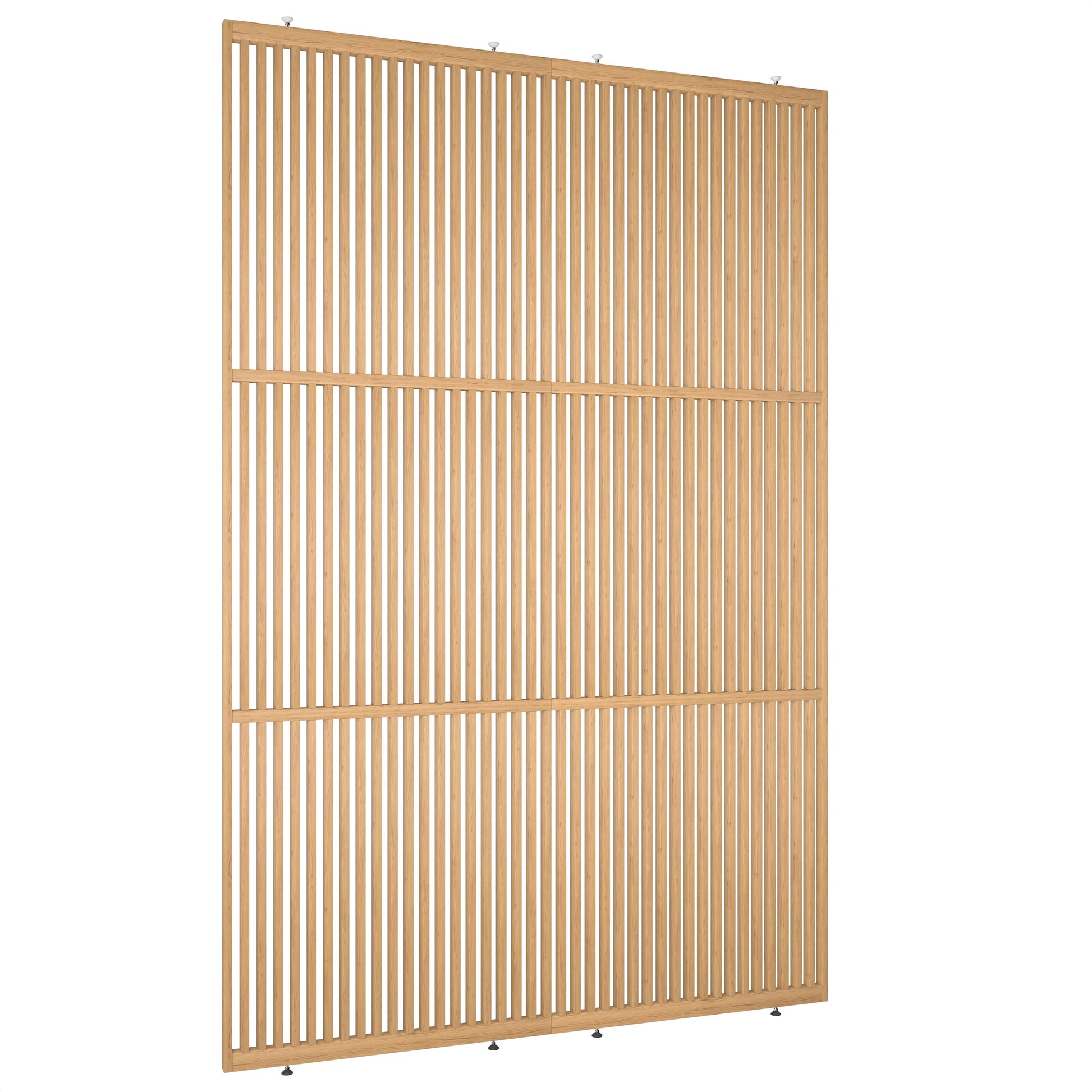 Houten roomdivider met twee gekoppelde delen in XL-formaat, van blank gelakt massief eiken voor een strakke, natuurlijke uitstraling