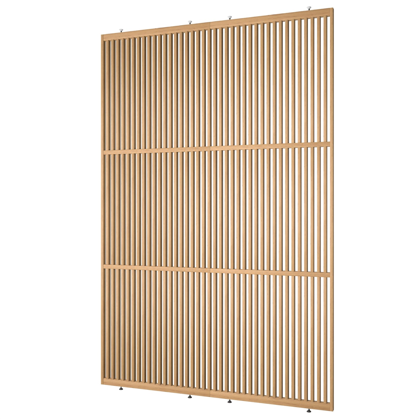 Houten roomdivider met twee gekoppelde delen in XL-formaat, van blank gelakt massief eiken voor een strakke, natuurlijke uitstraling