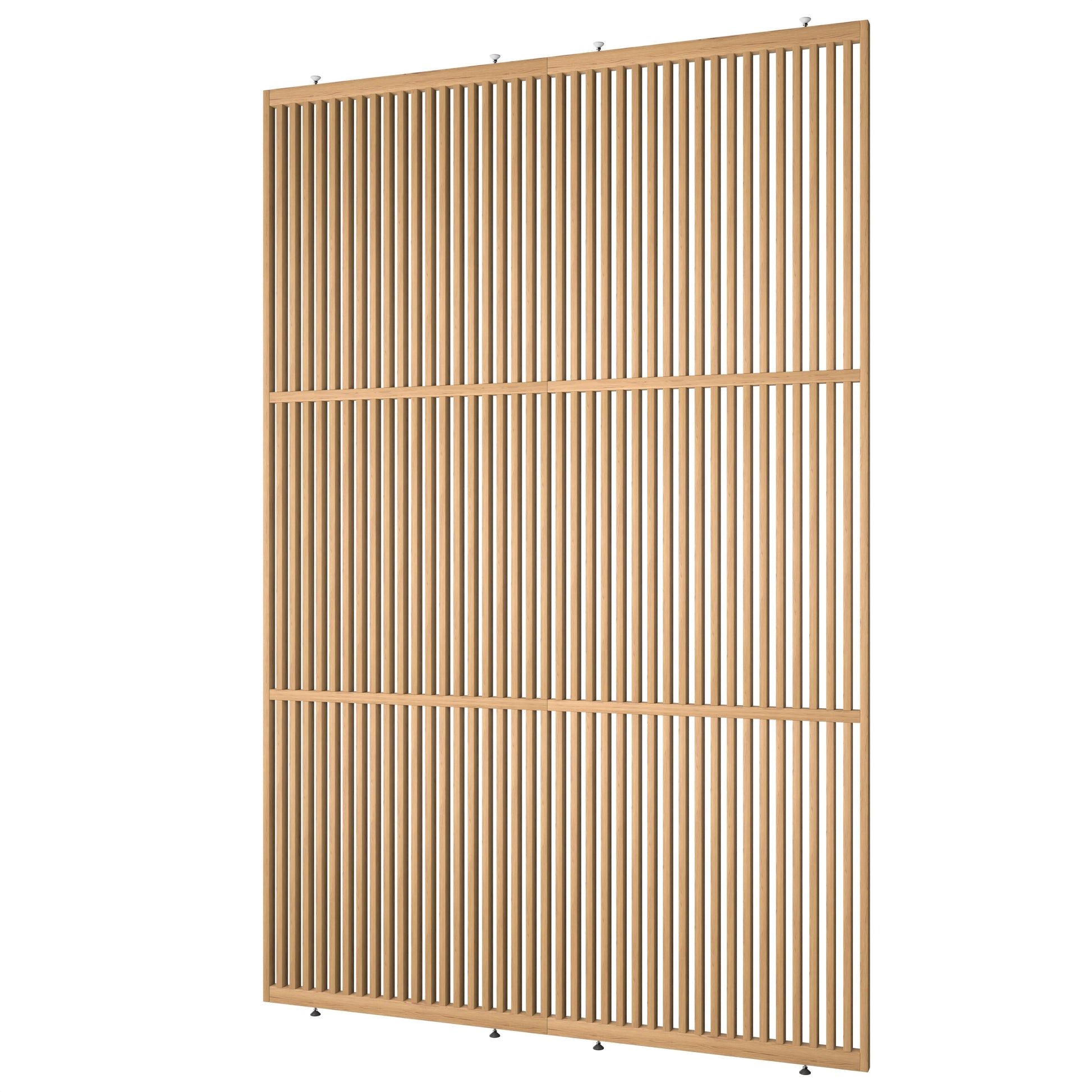 Houten roomdivider met twee gekoppelde delen in XL-formaat, van blank gelakt massief eiken voor een strakke, natuurlijke uitstraling