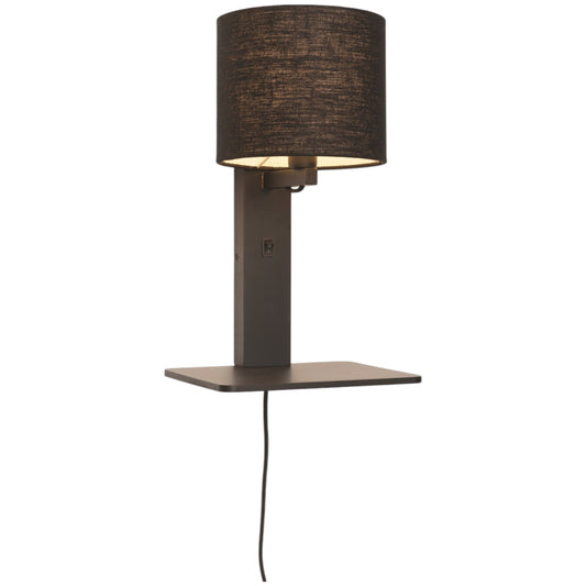 Wandlamp Andes Zwart/Zwart met plank