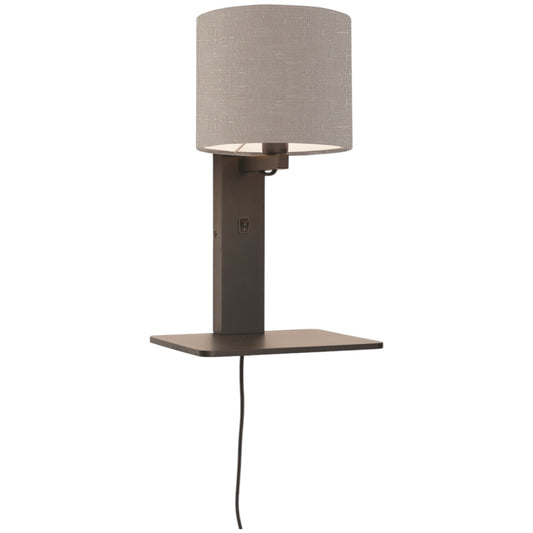 Wandlamp Andes Zwart/Lichtgrijs met plank