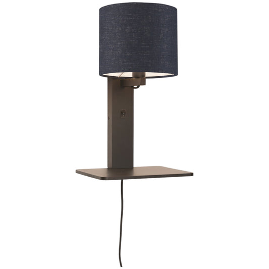 Wandlamp Andes Zwart/Demin met plank